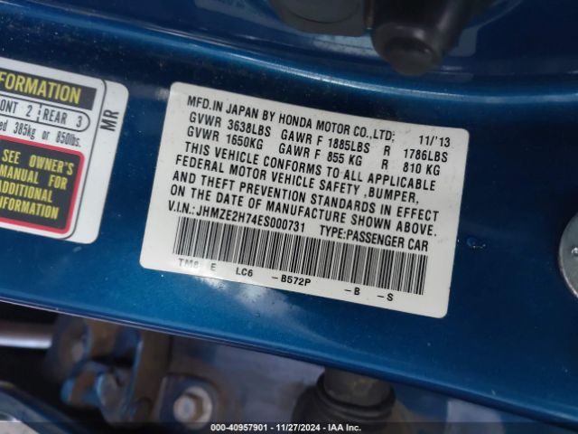 JHMZE2H74ES000731 Honda INSIGHT EX