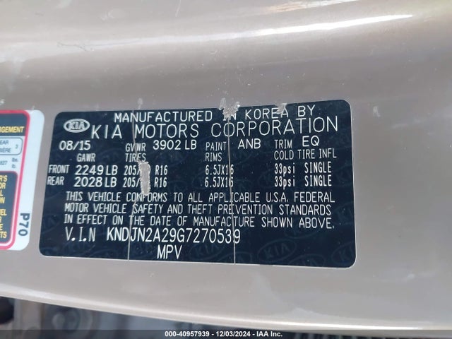 KIA Soul 2016 KNDJN2A29G7270539 Image 9