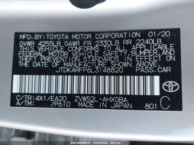 JTDKARFP6L3148820 Toyota Prius Prime Limited