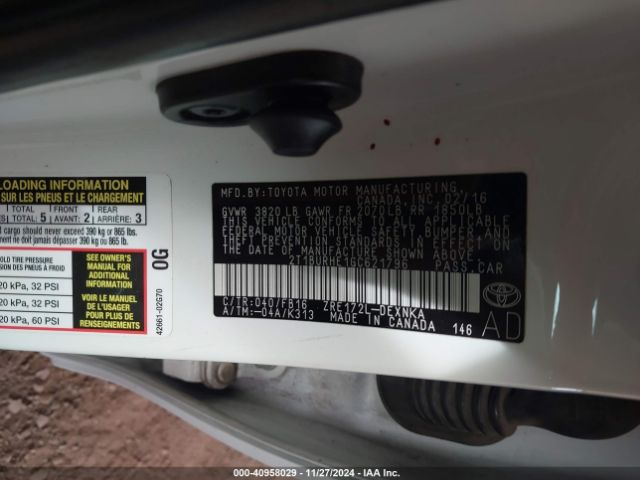 2T1BURHE1GC621796 Toyota COROLLA LE