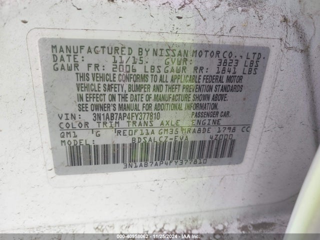 Nissan SENTRA S 2015 3N1AB7AP4FY377810 Image 9
