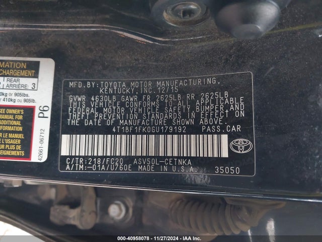 Toyota CAMRY LE 2016 4T1BF1FK0GU179192 Image 9