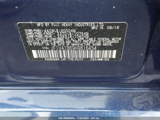 JF1VA1B69H9816454 Subaru WRX