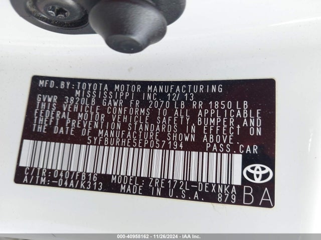 Toyota Corolla Le Plus 2014 5YFBURHE5EP057194 Image 9