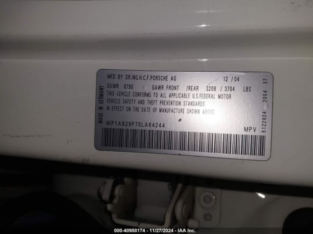 2005 PORSCHE CAYENNE WP1AB29P75LA64244 Photo 8