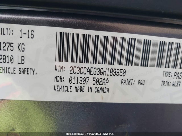 Chrysler 300C 2016 2C3CCAEG3GH189950 Image 9