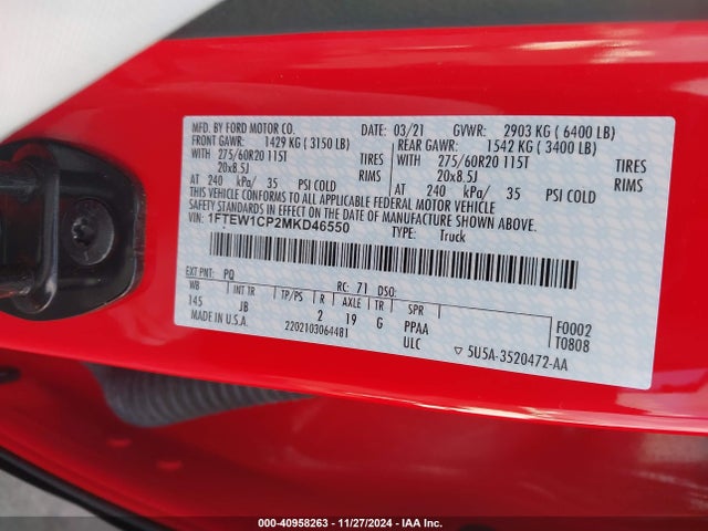 Ford F-150 Xl 2021 1FTEW1CP2MKD46550 Image 9