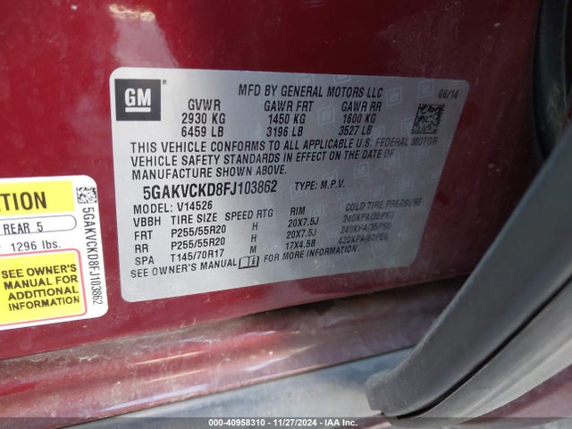 Buick Enclave Premium 2015 5GAKVCKD8FJ103862 Image 9