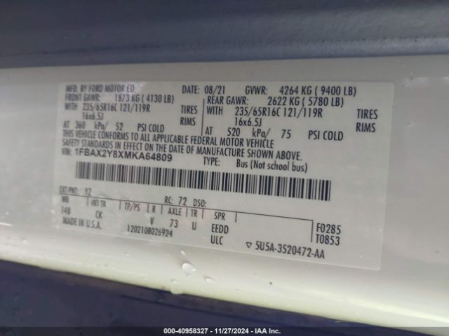 1FBAX2Y8XMKA64809 Ford Transit-350 Passenger Van Xlt