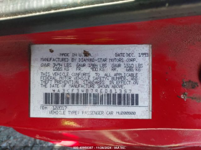 1994 MITSUBISHI ECLIPSE 4A3CF34B7RE081357 Photo 8