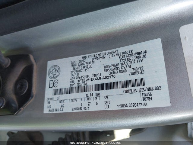 Ford F-150 Xlt 2018 1FTEW1EG2JFA02170 Image 9