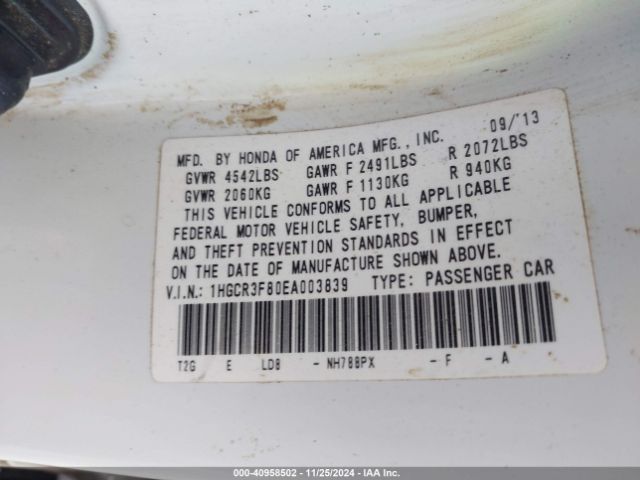 1HGCR3F80EA003839 Honda Accord Ex-l V-6