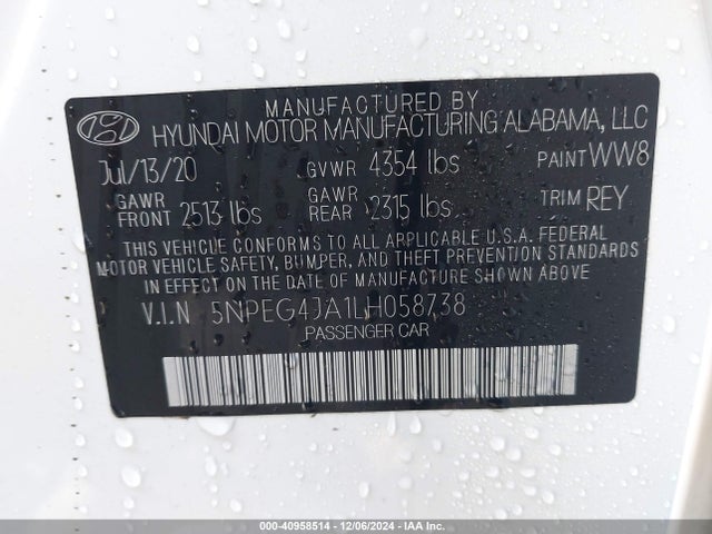 Hyundai SONATA SE 2020 5NPEG4JA1LH058738 Image 9