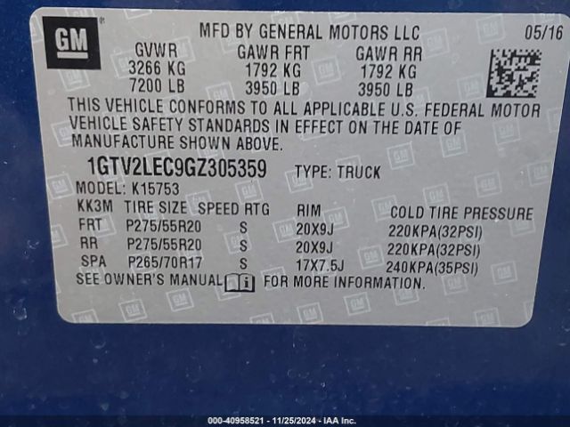 1GTV2LEC9GZ305359 GMC SIERRA 1500