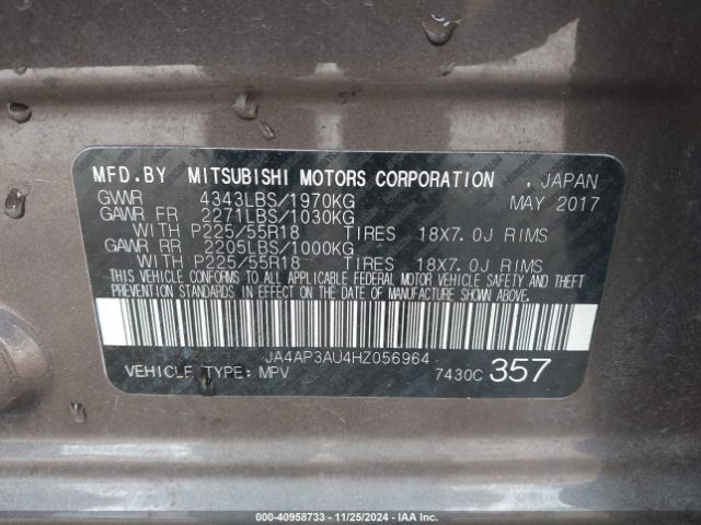 2017 MITSUBISHI OUTLANDER SPORT JA4AP3AU4HZ056964 Photo 8