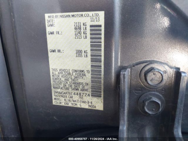 1N4AA5AP7EC448774 Nissan Maxima 3.5 Sv