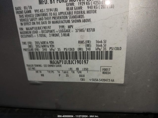 MAJ6P1UL8JC190197 Ford Ecosport Se