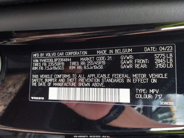 2023 VOLVO C40 RECHARGE PURE ELECTRIC YV4ED3GL8P2064844 Photo 8