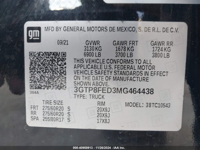 3GTP8FED3MG464438 GMC Sierra 1500 2wd  Short Box Denali