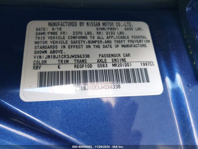 JN1BJ1CR3JW294338 Nissan Rogue Sport Sv