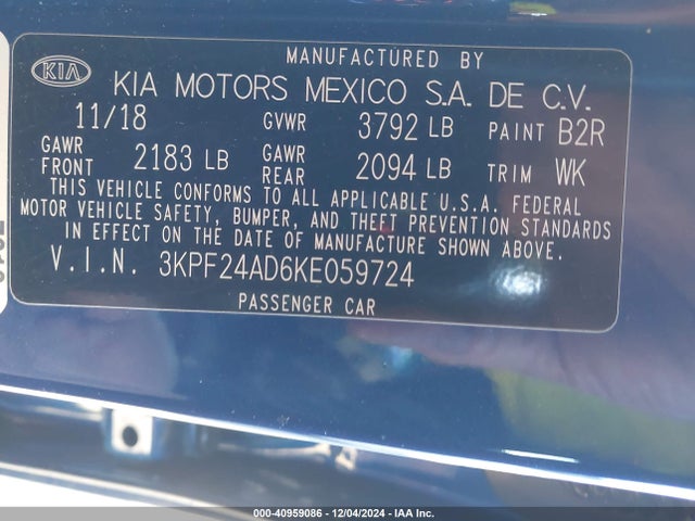 KIA mpi nu 2019 3KPF24AD6KE059724 Image 9