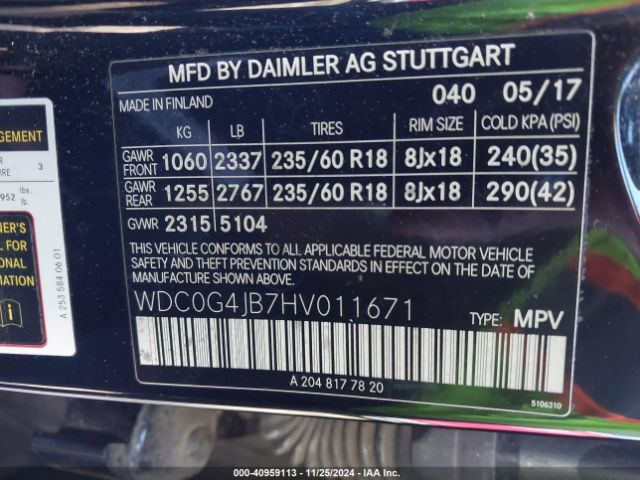 WDC0G4JB7HV011671 Mercedes-Benz GLC 300
