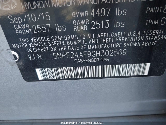 Hyundai SONATA SE 2016 5NPE24AF9GH302569 Image 9