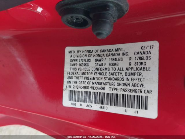 2HGFC4B01HH306686 Honda Civic Lx-p