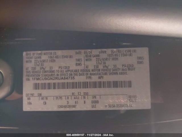 Ford Escape Active 2024 1FMCU9GN2RUA84735 Image 9