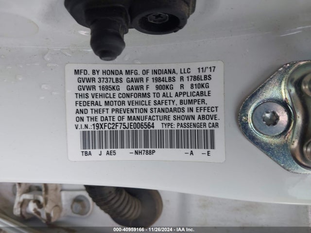 Honda CIVIC EX 2018 19XFC2F75JE006564 Image 9