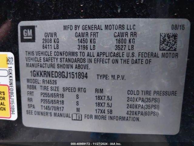 1GKKRNED8GJ151894 GMC Acadia Sle-1