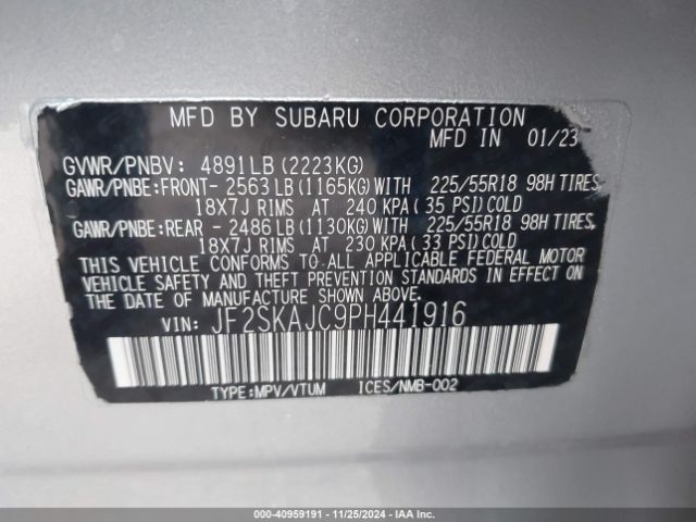 JF2SKAJC9PH441916 Subaru Forester Sport