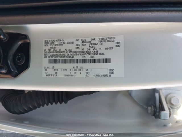 1FTFW1EG1GFB89740 Ford F-150 Lariat