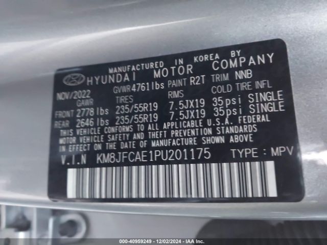 KM8JFCAE1PU201175 Hyundai Tucson Xrt