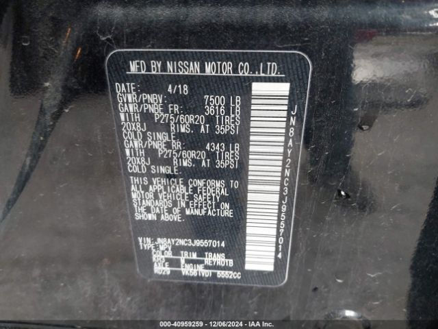 JN8AY2NC3J9557014 Nissan Armada Sl