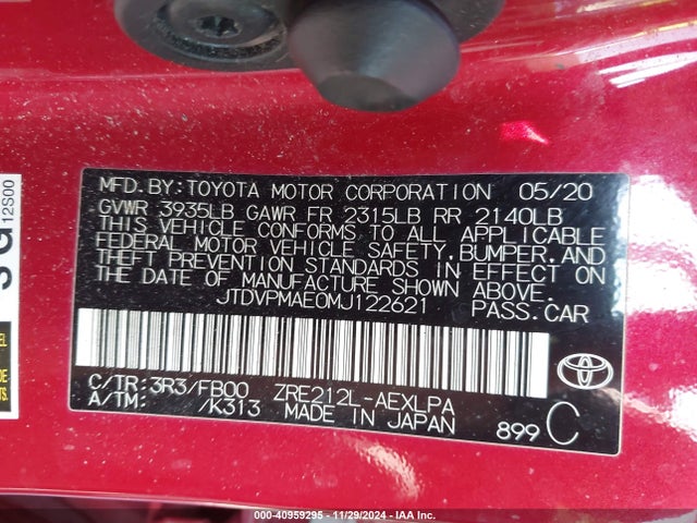 Toyota COROLLA LE 2021 JTDVPMAE0MJ122621 Image 9