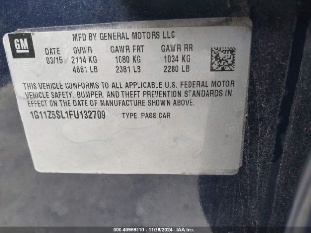 1G11Z5SL1FU132709 Chevrolet IMPALA LS