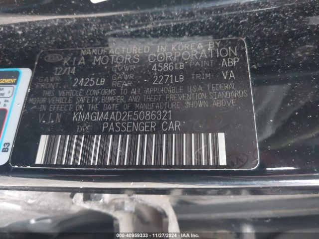 KNAGM4AD2F5086321 KIA OPTIMA HYBRID