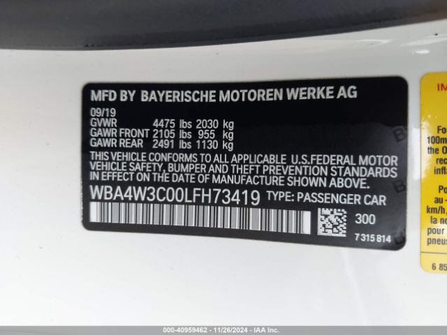WBA4W3C00LFH73419 BMW 430I