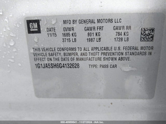 Chevrolet Sonic Ls Auto 2016 1G1JA5SH6G4132628 Image 9