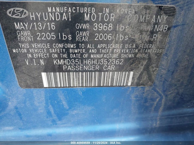 KMHD35LH6HU352362 Hyundai ELANTRA GT