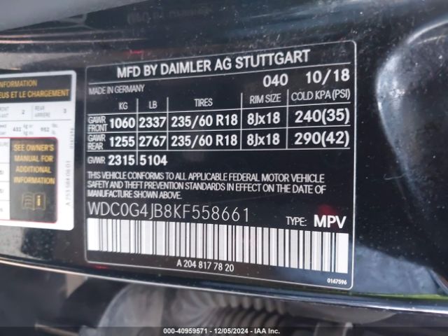 WDC0G4JB8KF558661 Mercedes-Benz GLC 300