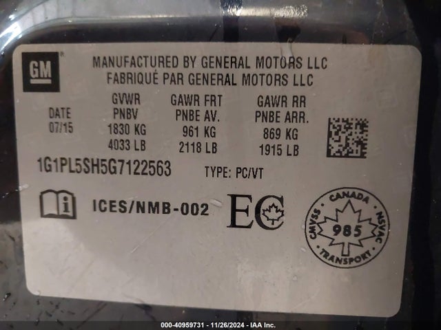 1G1PL5SH5G7122563 Chevrolet CRUZE LIMITED