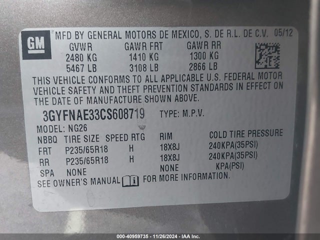 2012 CADILLAC SRX 3GYFNAE33CS608719 Photo 8