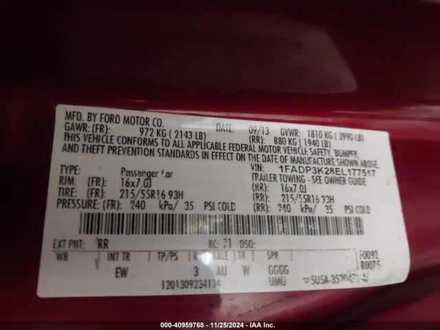Ford FOCUS SE 2014 1FADP3K28EL177517 Image 9