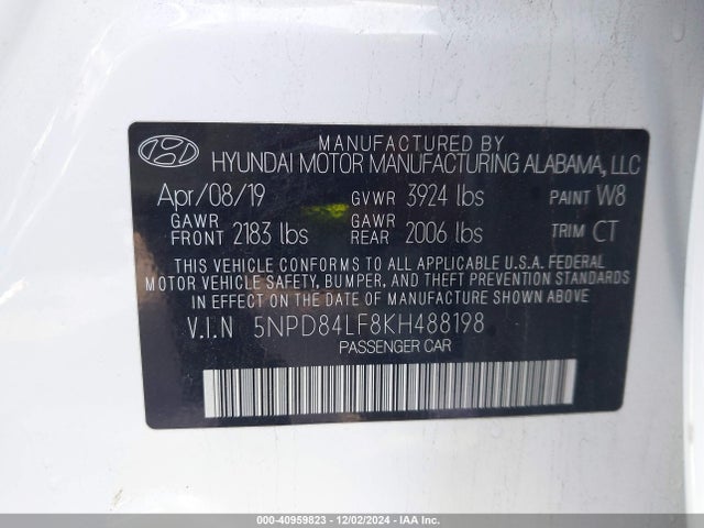 Hyundai ELANTRA SEL 2019 5NPD84LF8KH488198 Image 9