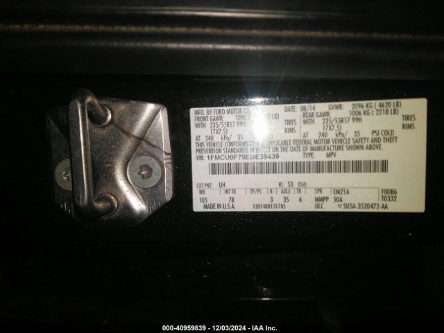 1FMCU0F79EUE39439 Ford ESCAPE S