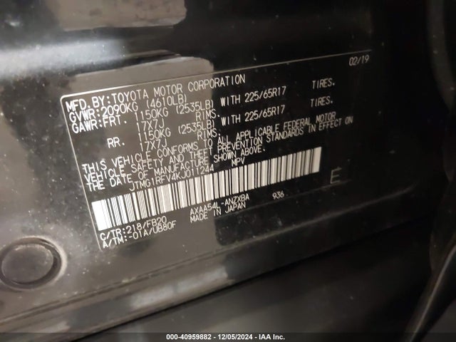 JTMG1RFV4KJ011244 Toyota RAV4 LE