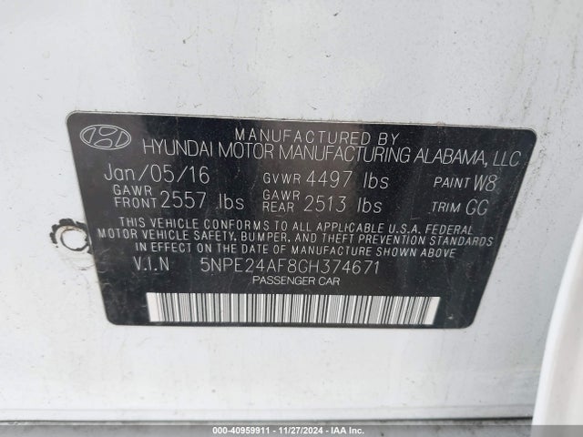 Hyundai SONATA SE 2016 5NPE24AF8GH374671 Image 9