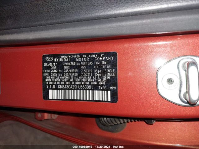 KM8J3CA29HU553081 Hyundai Tucson Value